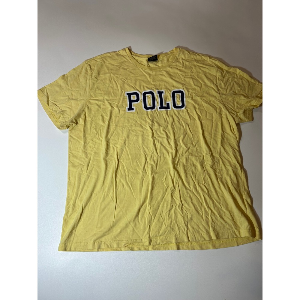Polo Ralph Lauren T-Shirt Men's XXL Yellow Spell Out Logo Short Sleeve
